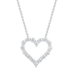 2 Carat Round Lab Diamond Heart Pendant Necklace In Sterling Silver