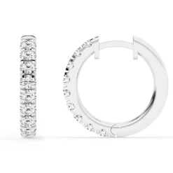 1 Carat Round Lab Diamond Hoop Earrings In Sterling Silver