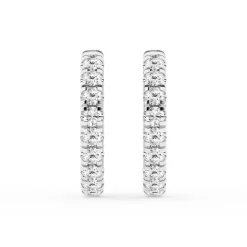 1 Carat Round Lab Diamond Hoop Earrings In Sterling Silver