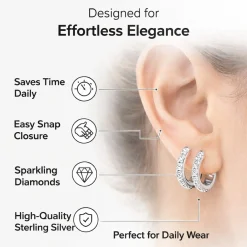 1 Carat Round Lab Diamond Hoop Earrings In Sterling Silver
