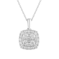 1 Carat Round Lab Halo Diamond Pendant Necklace