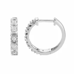 0.10 Carat Single Row Lab Diamond Huggie Hoop Earrings