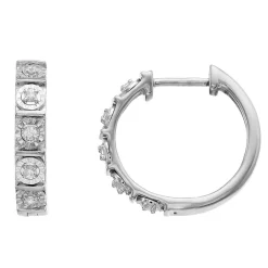 0.10 Carat Single Row Lab Diamond Huggie Hoop Earrings