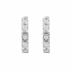 0.10 Carat Single Row Lab Diamond Huggie Hoop Earrings