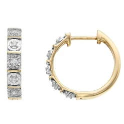 0.10 Carat Single Row Lab Diamond Huggie Hoop Earrings