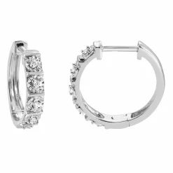 0.10 Carat Single Row Lab Diamond Huggie Hoop Earrings