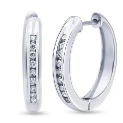 0.25 Carat Single Row Lab Diamond Hoop Earrings in Sterling Silver