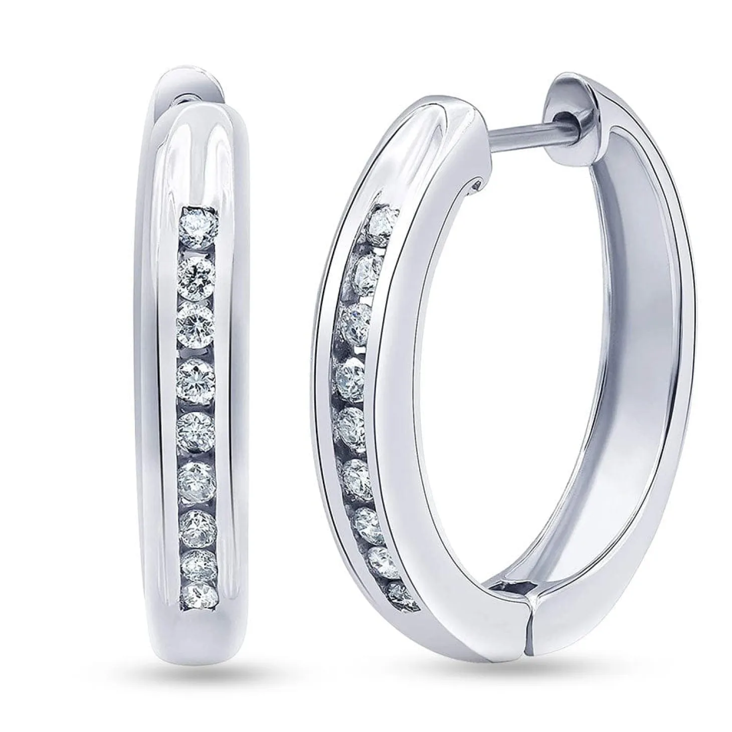 0.25 Carat Single Row Lab Diamond Hoop Earrings in Sterling Silver