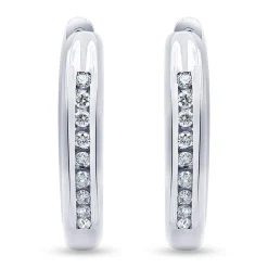 0.25 Carat Single Row Lab Diamond Hoop Earrings in Sterling Silver