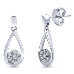0.30 Carat Sterling Silver Lab Diamond Dangle Drop Earrings Gift Box Set