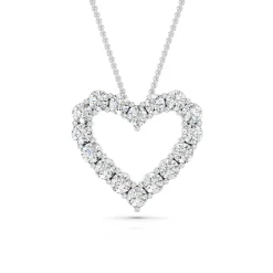 1 Carat Sterling Silver Lab Diamond Heart Pendant Necklace