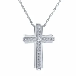0.25 Carat Sterling Silver Lab Diamond Cross Necklace