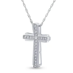 0.25 Carat Sterling Silver Lab Diamond Cross Necklace