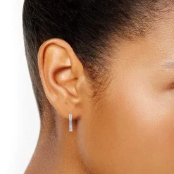 0.50 Carat Sterling Silver Lab Single Row Diamond Hoop Earrings