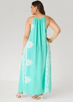 Chain Trimmed Scroll Print Dress