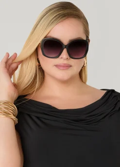 Chain Trimmed Square Sunglasses