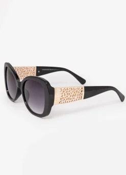 Chain Trim Round Frame Sunglasses