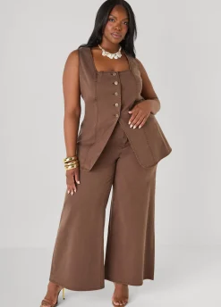Chambray Wide Leg Pants