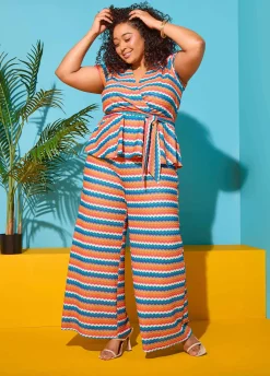 Chevron Knit Wide Leg Pants