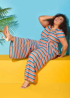 Chevron Knit Wide Leg Pants
