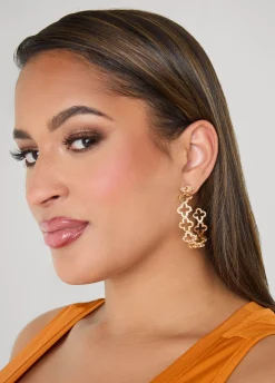Clover Gold Tone Hoop Earrings