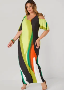 Cold Shoulder Watercolor Dress