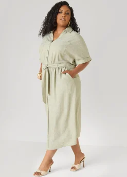 Collared Shirtdress with Tie Waist