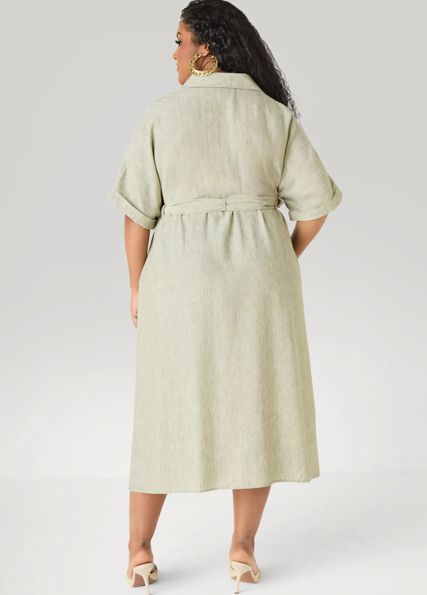 Collared Shirtdress with Tie Waist