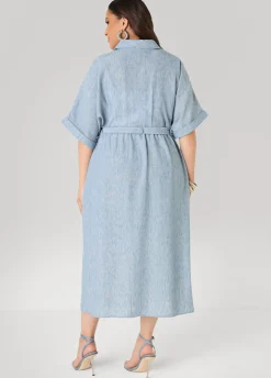Collared Shirtdress with Tie Waist