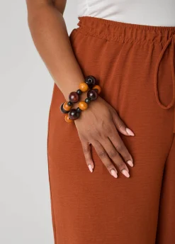 Colorblocked Wood Bracelet Set