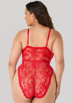 Corded Lace V Neck Bodysuit
