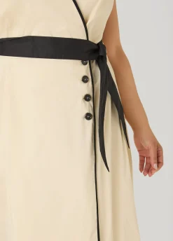 Cotton Blend A Line Wrap Dress