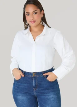 Cotton Blend Collared Shirt