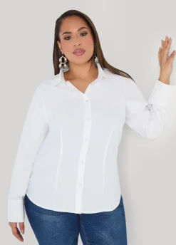 Cotton Blend Collared Shirt