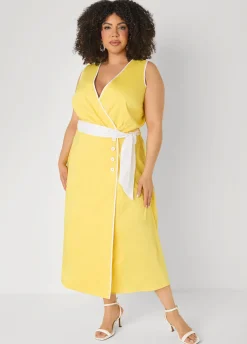Cotton Blend Wrap Dress