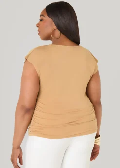 Cowl Neck Stretch Knit Top