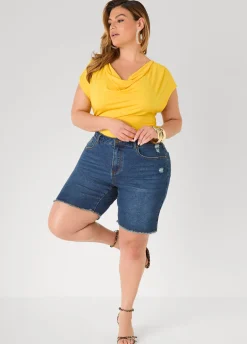 Cowl Neck Stretch Knit Top