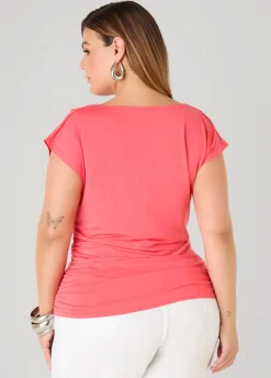 Cowl Neck Stretch Knit Top