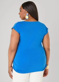 Cowl Neck Stretch Knit Top