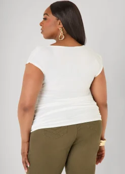 Cowl Neck Stretch Knit Top