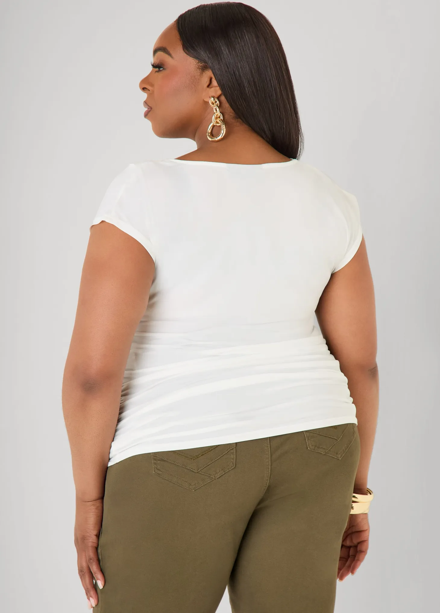 Cowl Neck Stretch Knit Top