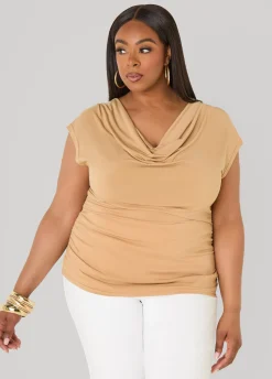 Cowl Neck Stretch Knit Top