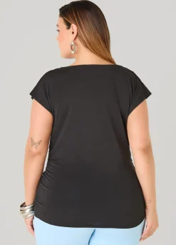 Cowl Neck Stretch Knit Top