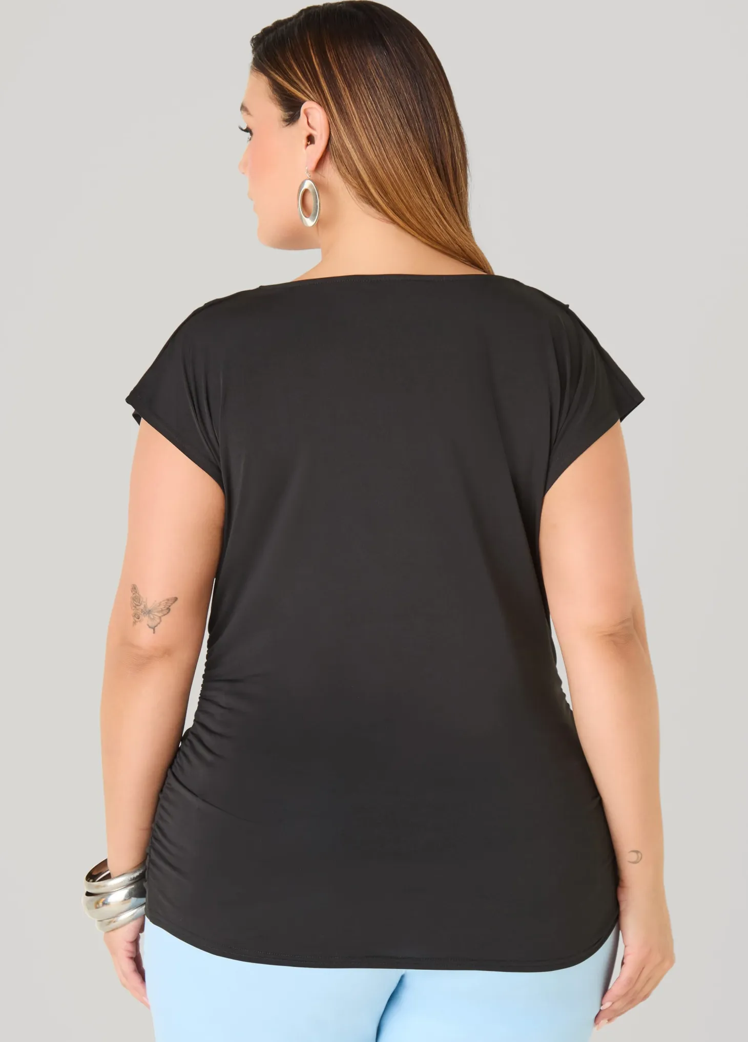 Cowl Neck Stretch Knit Top