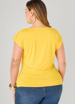 Cowl Neck Stretch Knit Top
