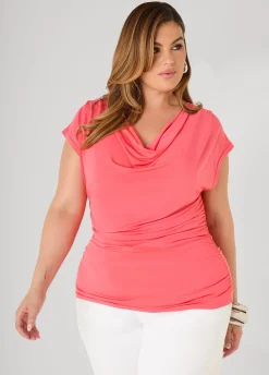 Cowl Neck Stretch Knit Top