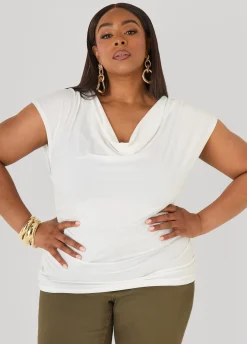 Cowl Neck Stretch Knit Top