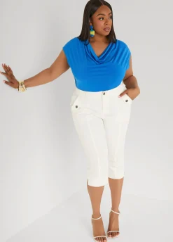 Cowl Neck Stretch Knit Top