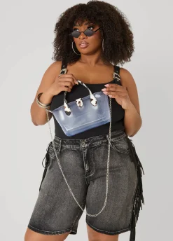 Cow Print Trimmed Clear Bag