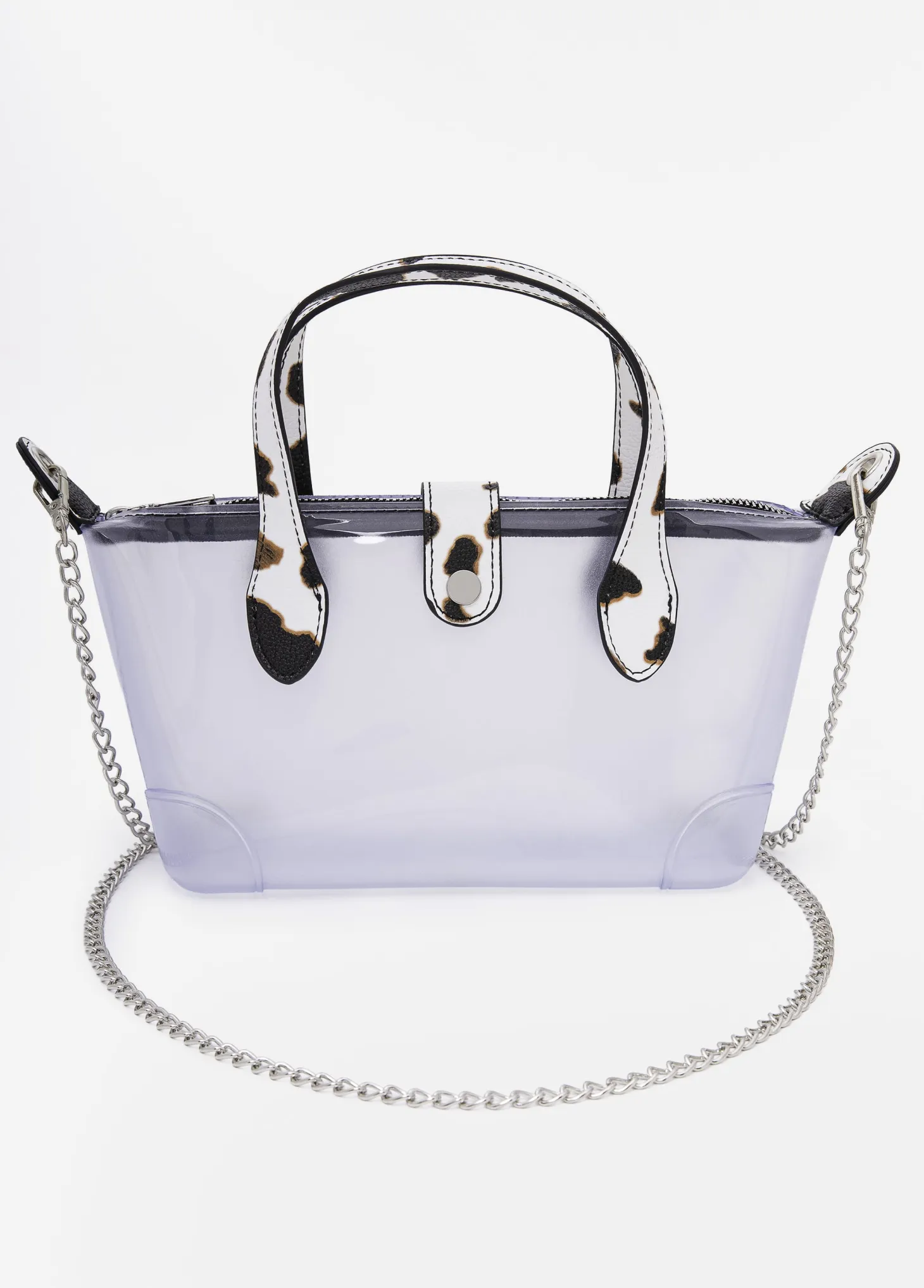 Cow Print Trimmed Clear Bag